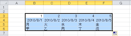 オートフィル機能による複写のイメージ オートフィル機能による複写のイメージ